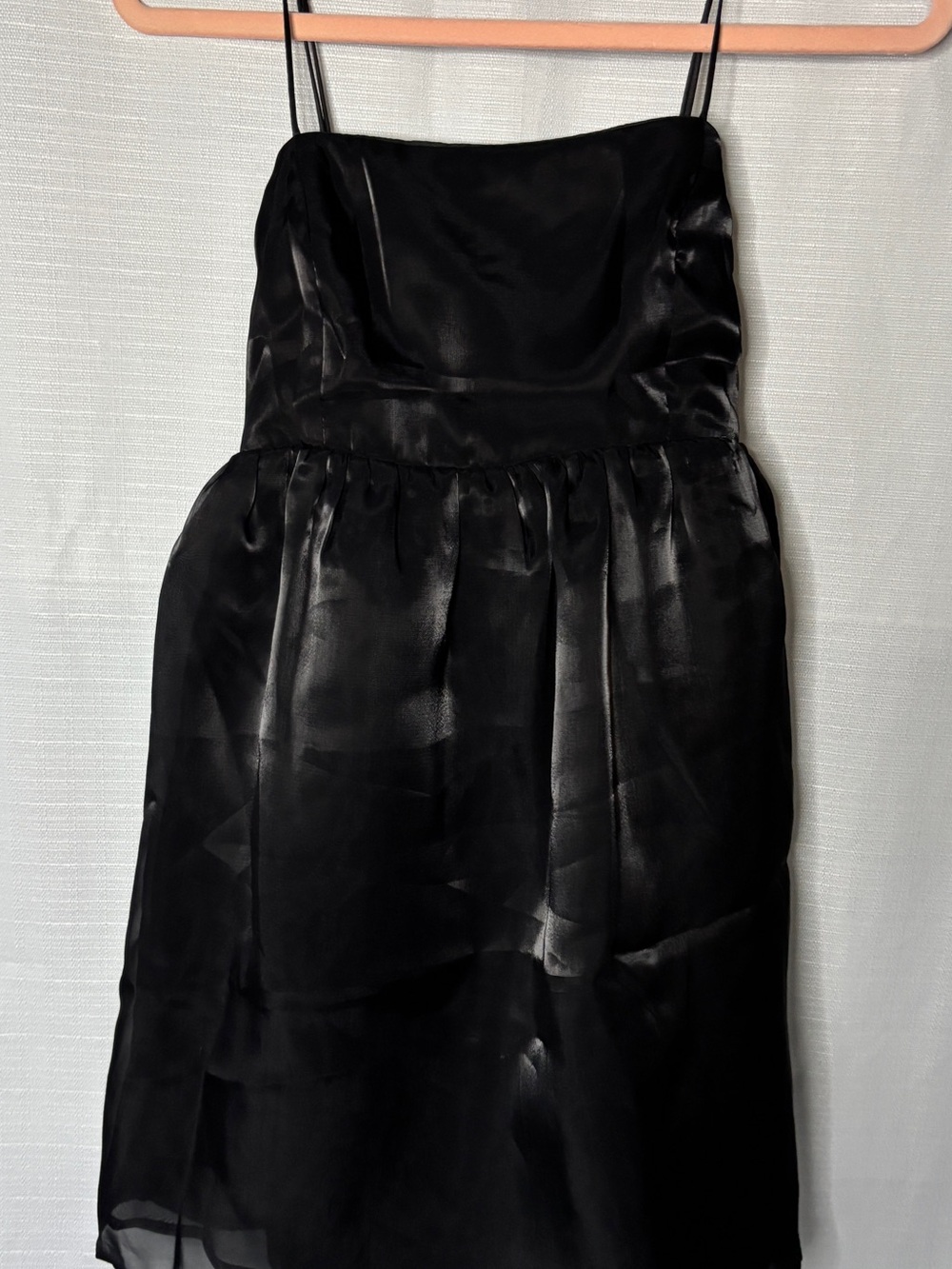The Vintage Shop Black Satin Spaghetti-Strap Mini Dress